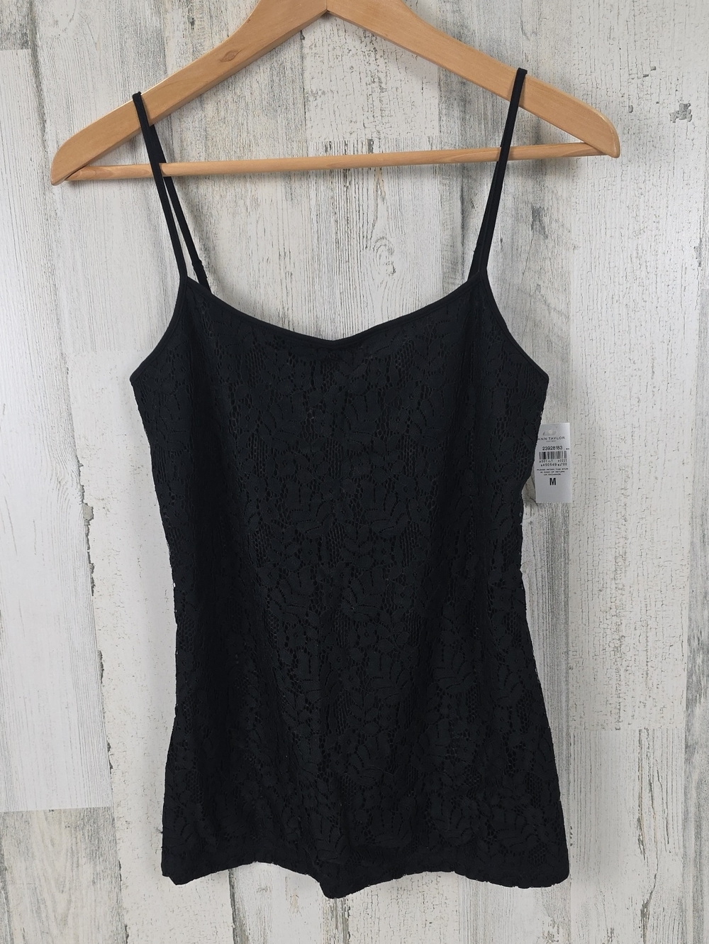 Ann Taylor Factory Black Lace Spaghetti Strap Camisole Size Medium FLAW
